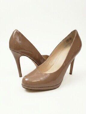 Expression Carina Nude Patent Leather Heels Classic Tan Stilettos Size 8.5